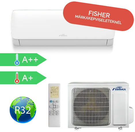 FISHER FSAIF-SP-121AE3 (kültéri + beltéri egység) Oldalfali split klíma 3,5 kW,Hősz, Inverter,R32, WIFI csatlakozás